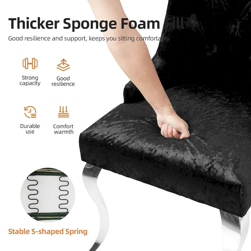 Ice Velvet Button Tufted Dining Chair High Wingback