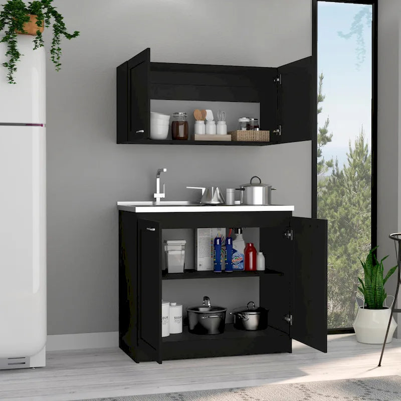 TUHOME Zurich Cabinet Set with 2 Inner Shelves - N/A