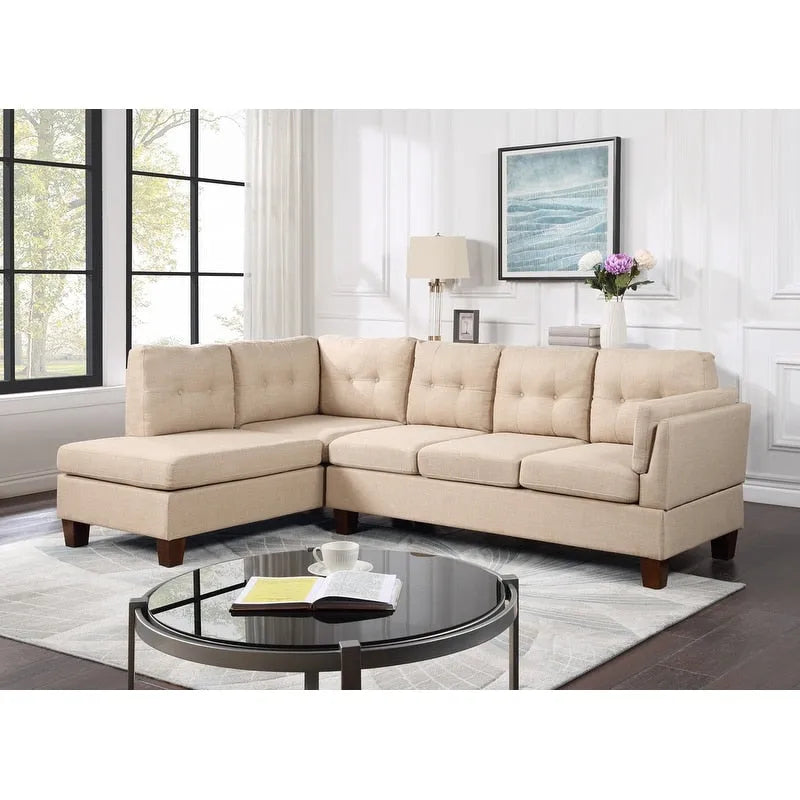 Dalia Linen Modern Sectional Sofa with Left Facing Chaise