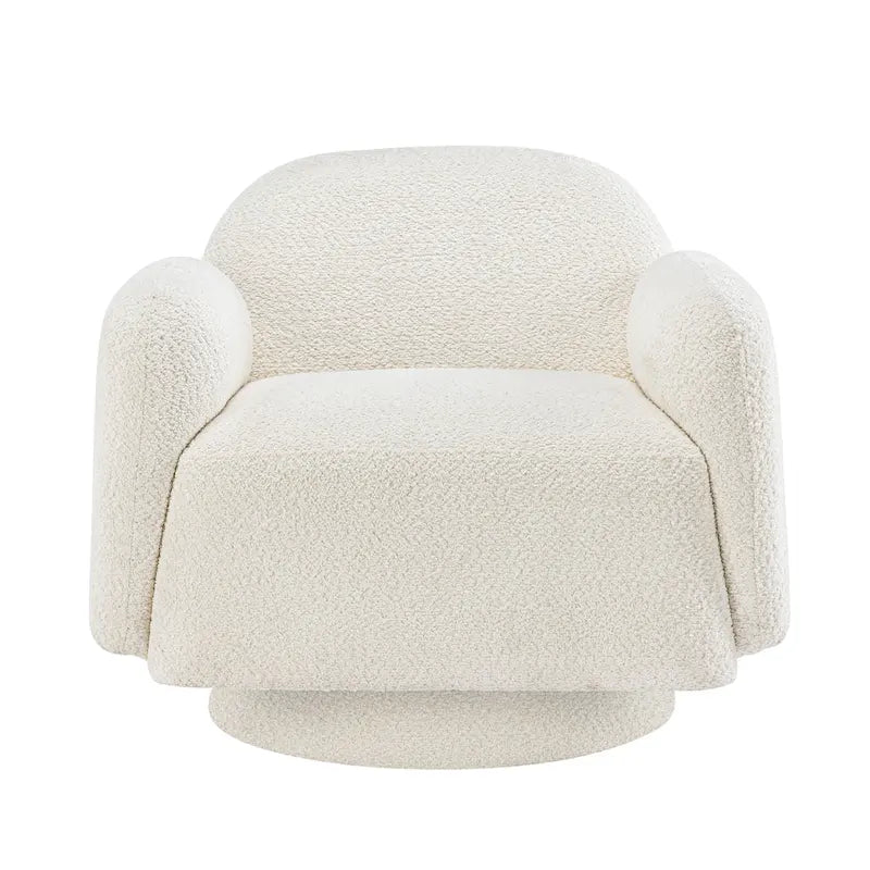Boucle Upholstered Swivel Accent Barrel Chair with Armrest, Set of 1