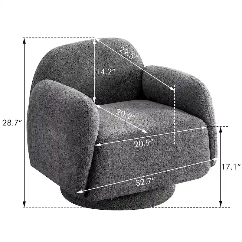 Boucle Upholstered Swivel Accent Barrel Chair with Armrest, Set of 1