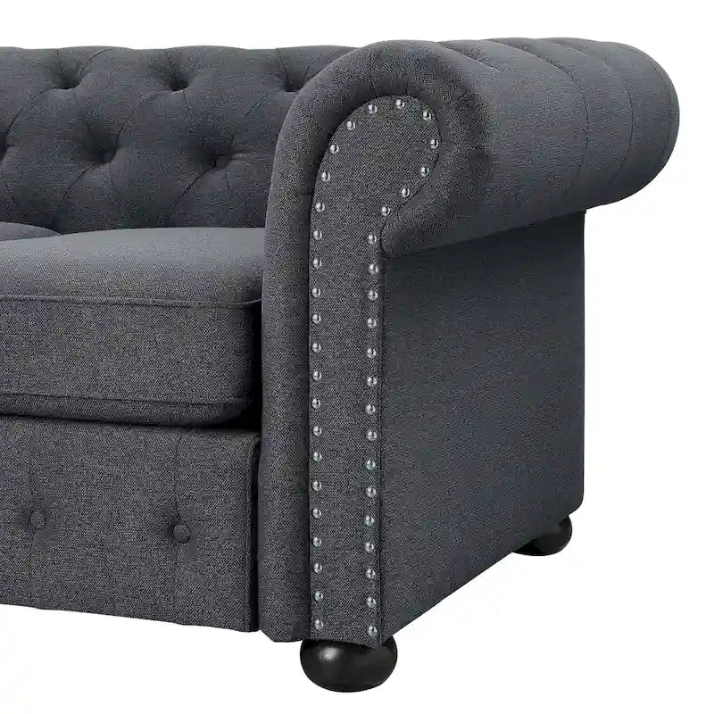Corvus Aleksis 2-piece Tufted Rolled Arm Chesterfield Sofa and Loveseat Set