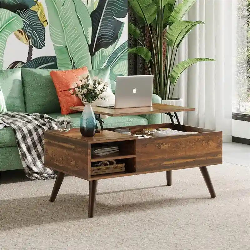 Lift Top Coffee Table with Storage for Living Room - 39.37D x 19.69W x 16.93H