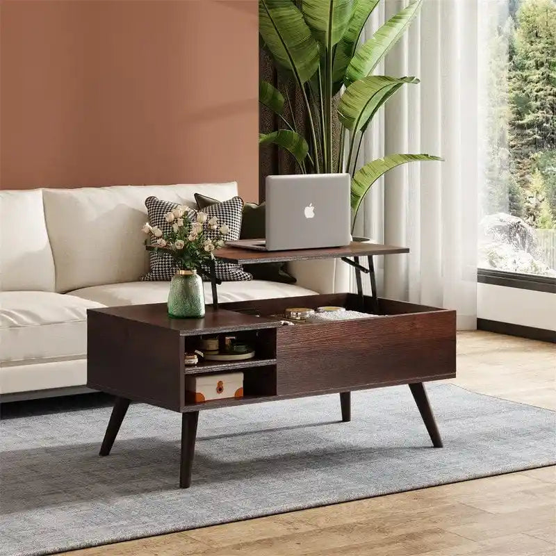 Lift Top Coffee Table with Storage for Living Room - 39.37D x 19.69W x 16.93H