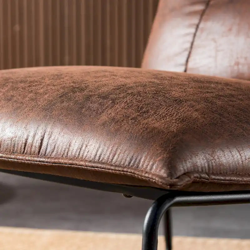 OVIOS Mid-Century Suede Fabric Armless Accent Chair
