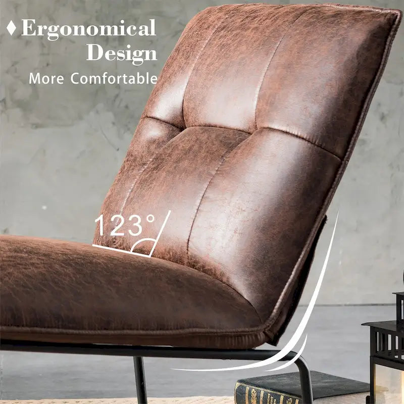 OVIOS Mid-Century Suede Fabric Armless Accent Chair