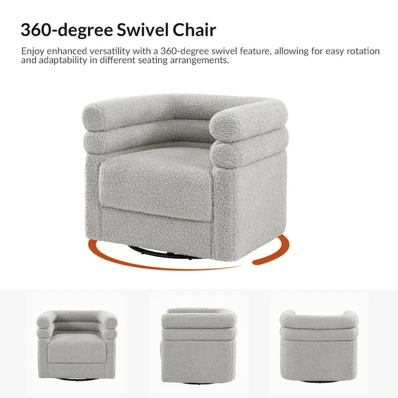 Rosa Modern Boucle Swivel Chair with Pillow Set of 2 by HULALA HOME