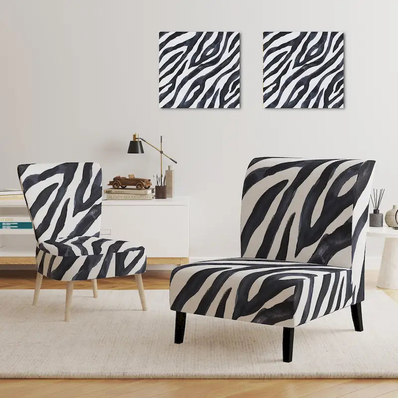 Designart Zebra Striped  Upholstered Cabin & Lodge Accent Chair and Arm Chair