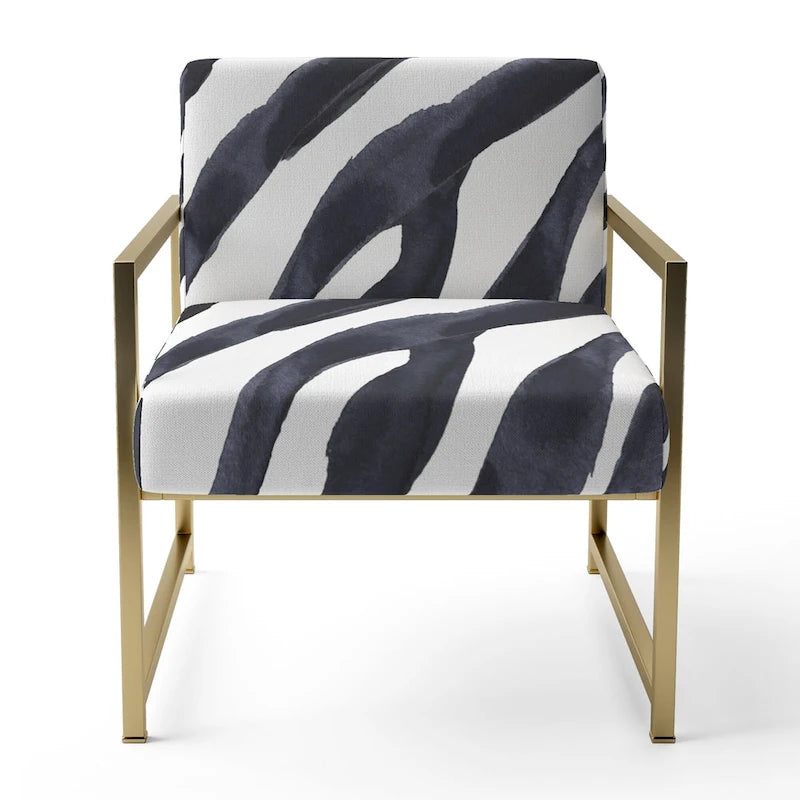 Designart Zebra Striped  Upholstered Cabin & Lodge Accent Chair and Arm Chair