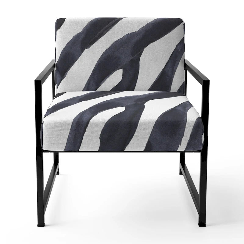 Designart Zebra Striped  Upholstered Cabin & Lodge Accent Chair and Arm Chair
