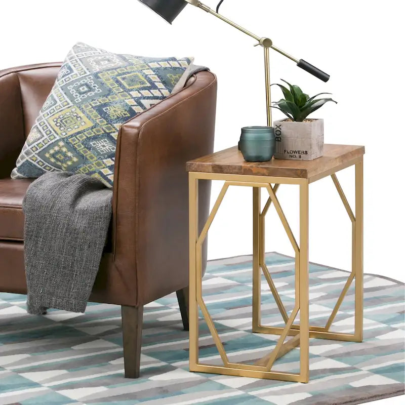 WYNDENHALL Ebsen Contemporary 20 inch Wide Metal and Wood Accent Side Table