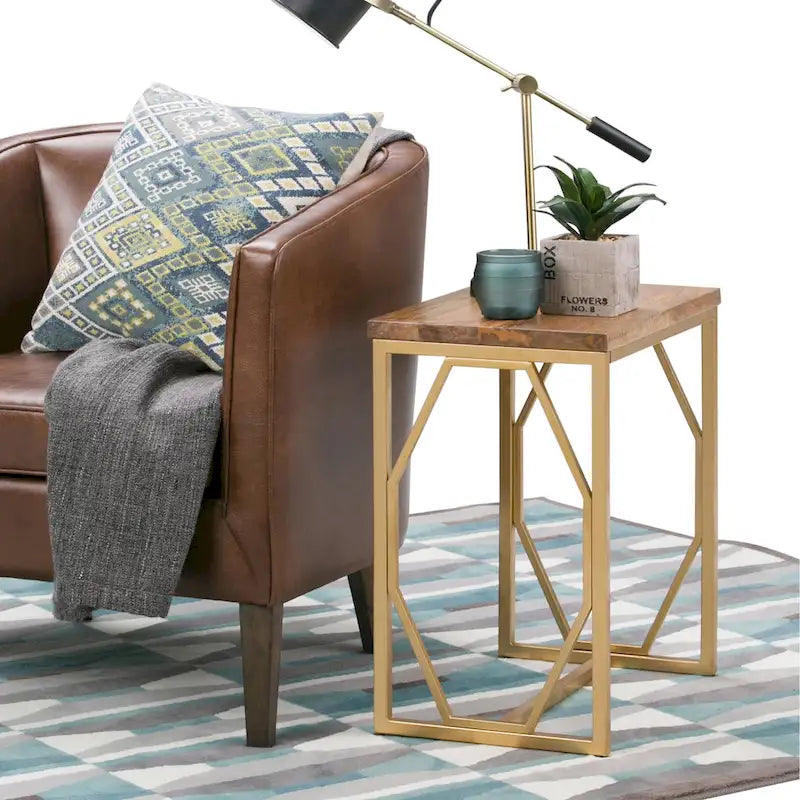 WYNDENHALL Ebsen Contemporary 20 inch Wide Metal and Wood Accent Side Table