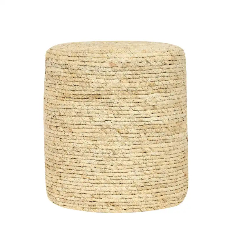 Adeco Set of 2 Foot Stool Natural Cattail Hand Weave Poufs Ottoman