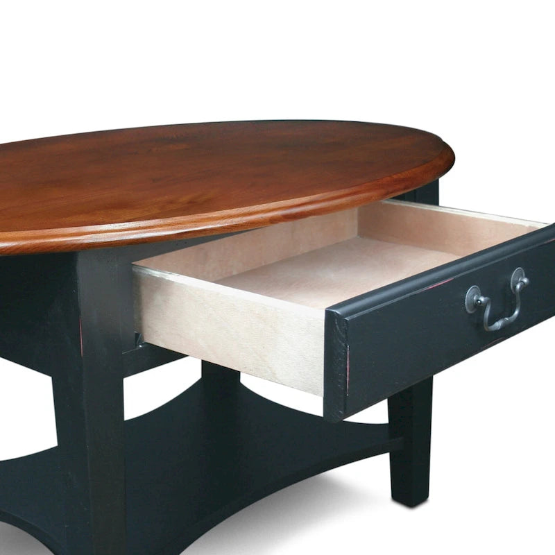 Leick Home One Drawer Oval Coffee Table with Shelf
