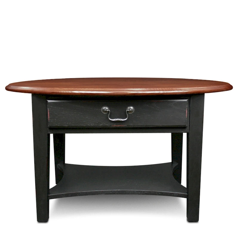 Leick Home One Drawer Oval Coffee Table with Shelf