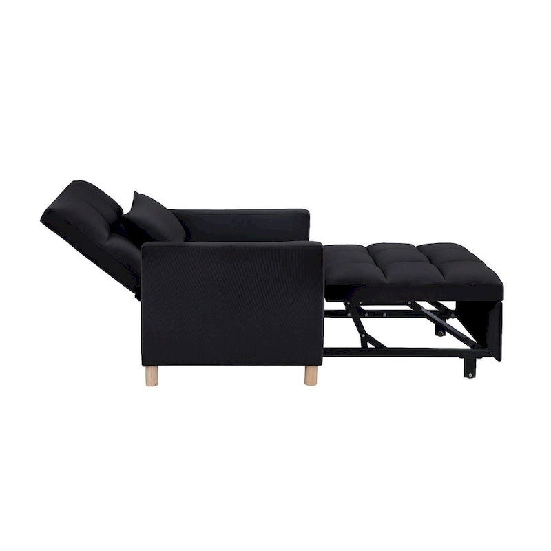 3-in-1 Convertible Sleeper Sofa Lounge Chair Bed, Black