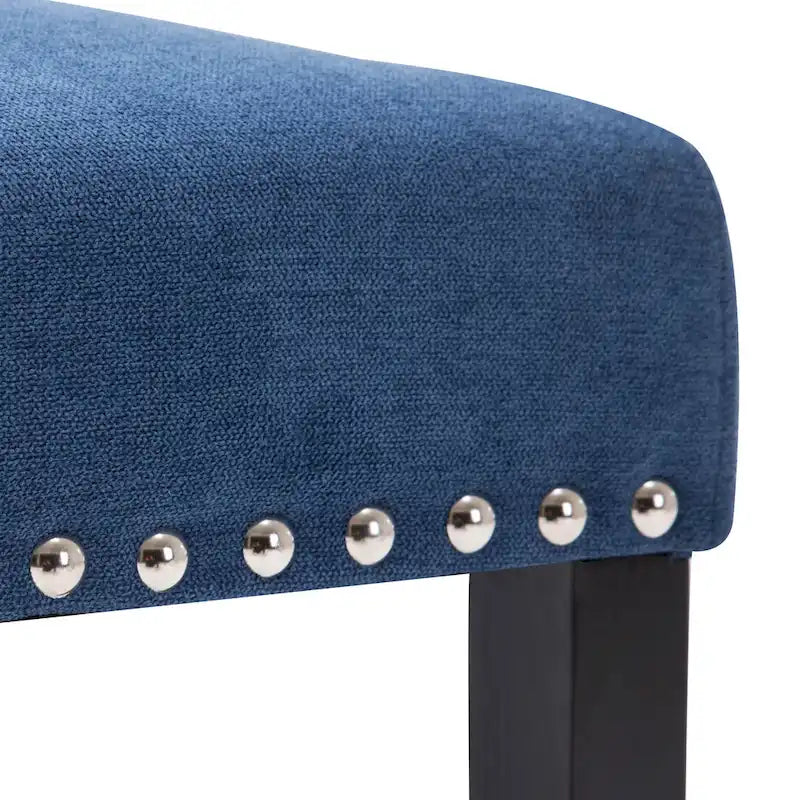 Fabric Upholstered Nailhead Trim Parsons Dining Chairs Terry Cloth Set of 2