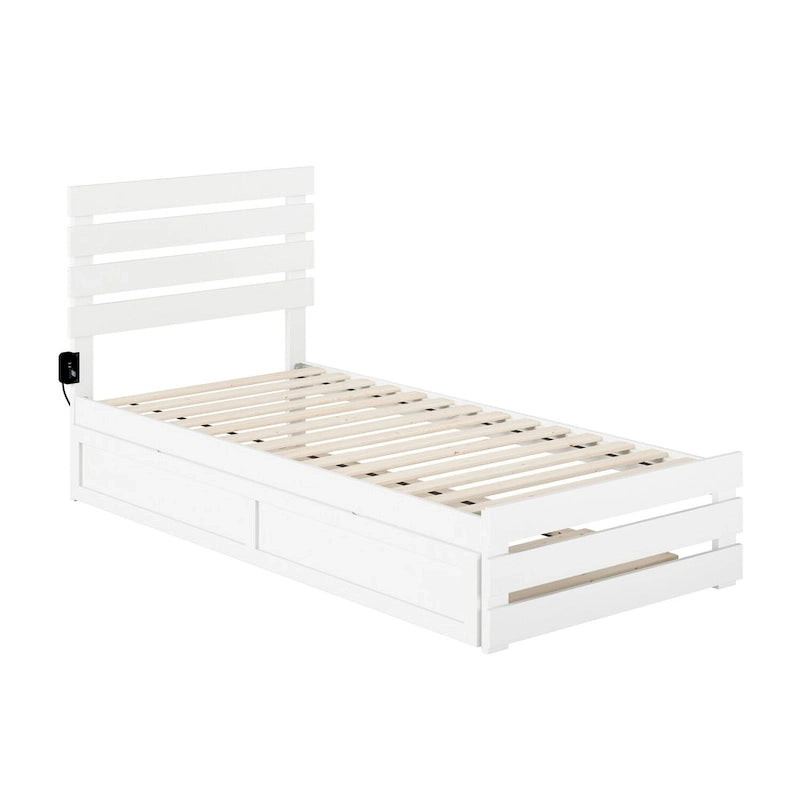 Oxford Bed with Footboard and USB Turbo Charger with Twin XL Trundle