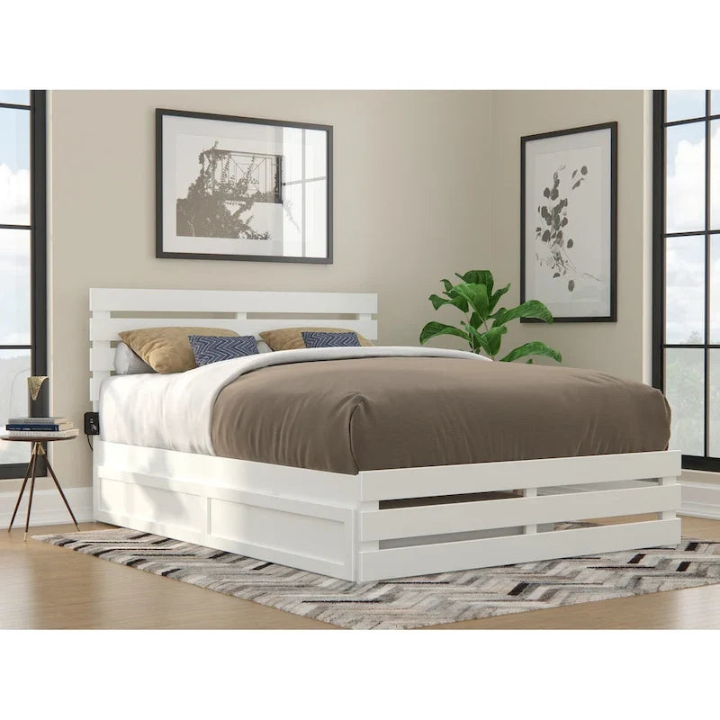 Oxford Bed with Footboard and USB Turbo Charger with Twin XL Trundle