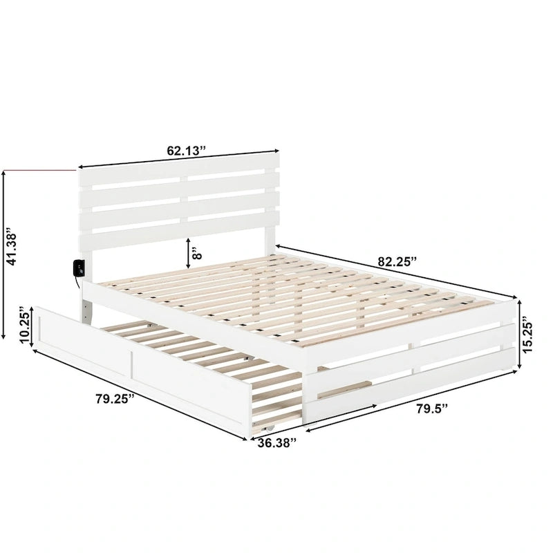 Oxford Bed with Footboard and USB Turbo Charger with Twin XL Trundle