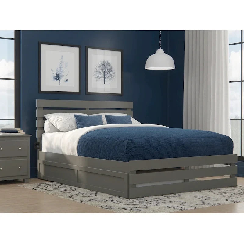 Oxford Bed with Footboard and USB Turbo Charger with Twin XL Trundle