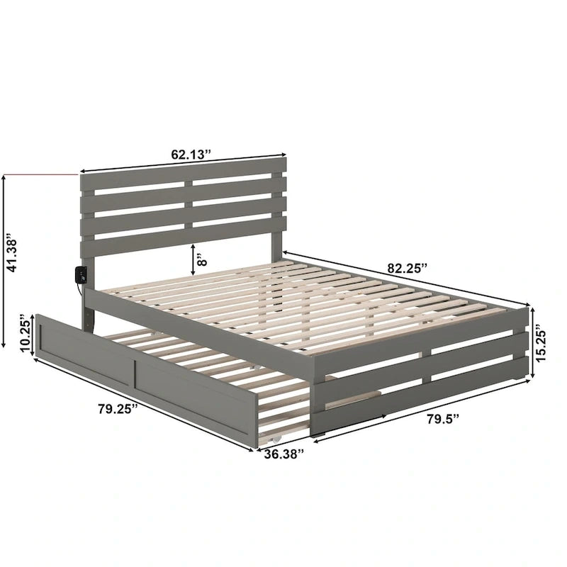 Oxford Bed with Footboard and USB Turbo Charger with Twin XL Trundle
