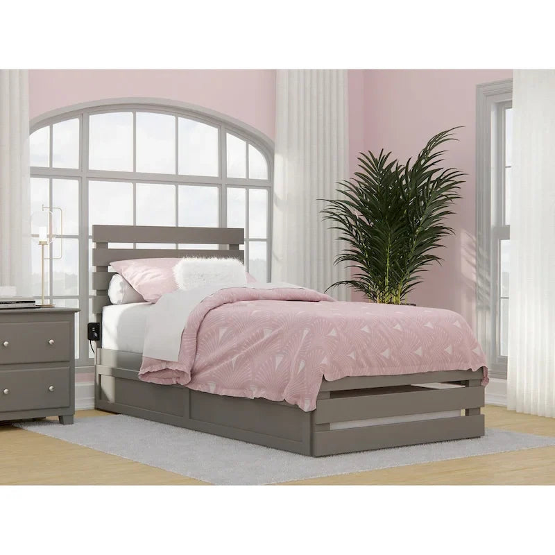 Oxford Bed with Footboard and USB Turbo Charger with Twin XL Trundle