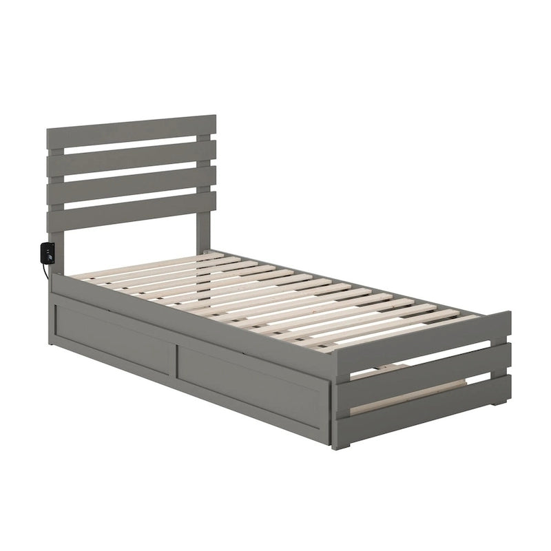 Oxford Bed with Footboard and USB Turbo Charger with Twin XL Trundle