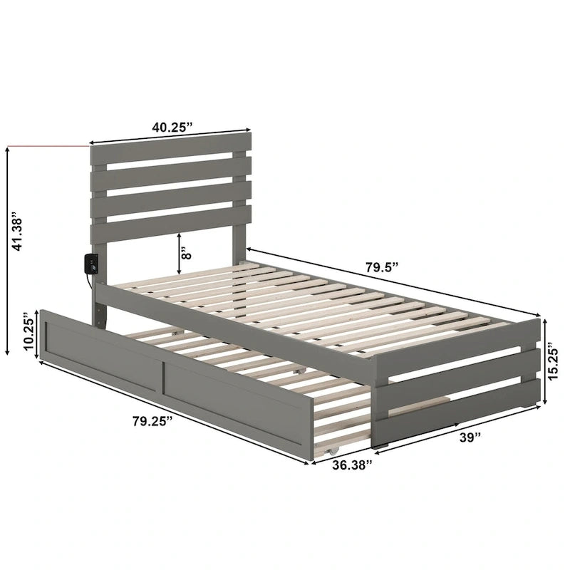 Oxford Bed with Footboard and USB Turbo Charger with Twin XL Trundle
