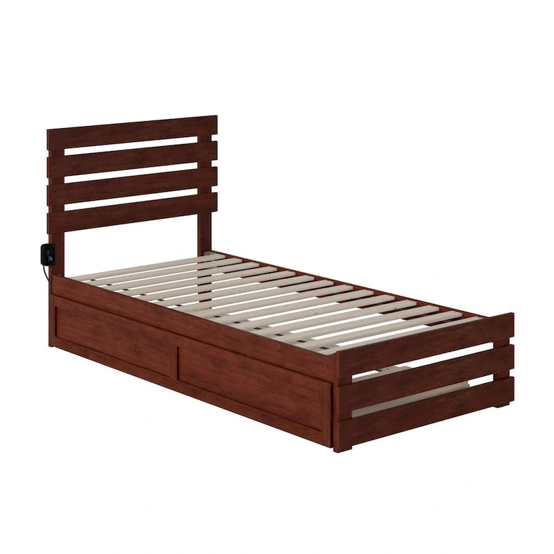 Oxford Bed with Footboard and USB Turbo Charger with Twin XL Trundle