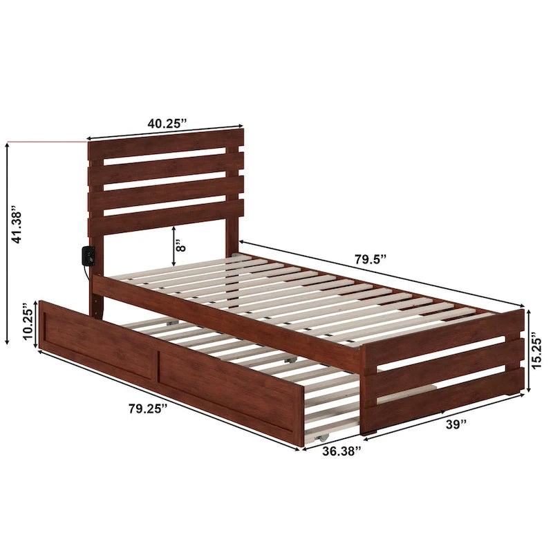 Oxford Bed with Footboard and USB Turbo Charger with Twin XL Trundle
