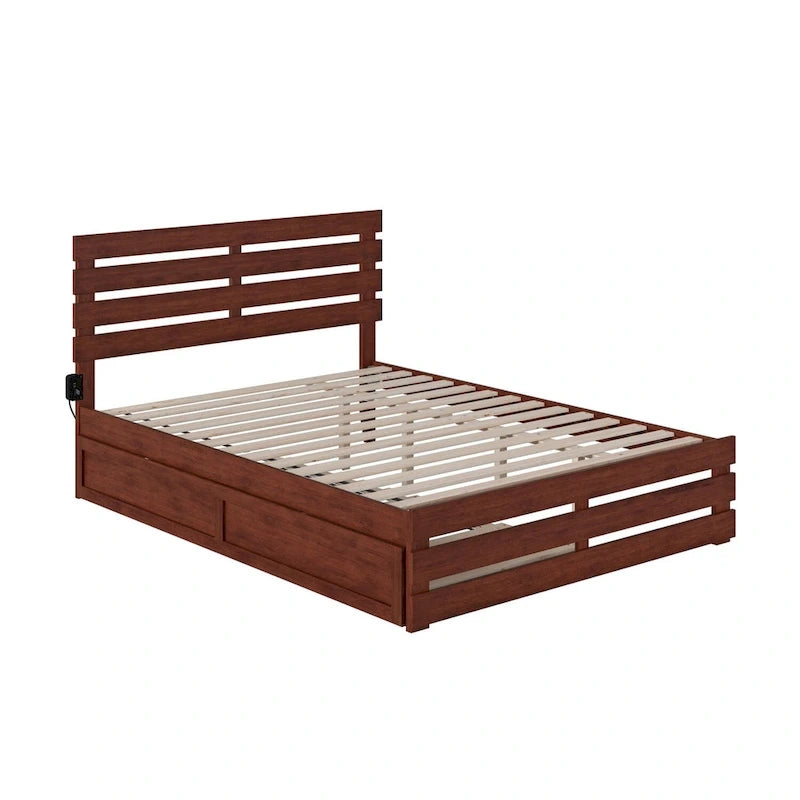 Oxford Bed with Footboard and USB Turbo Charger with Twin XL Trundle