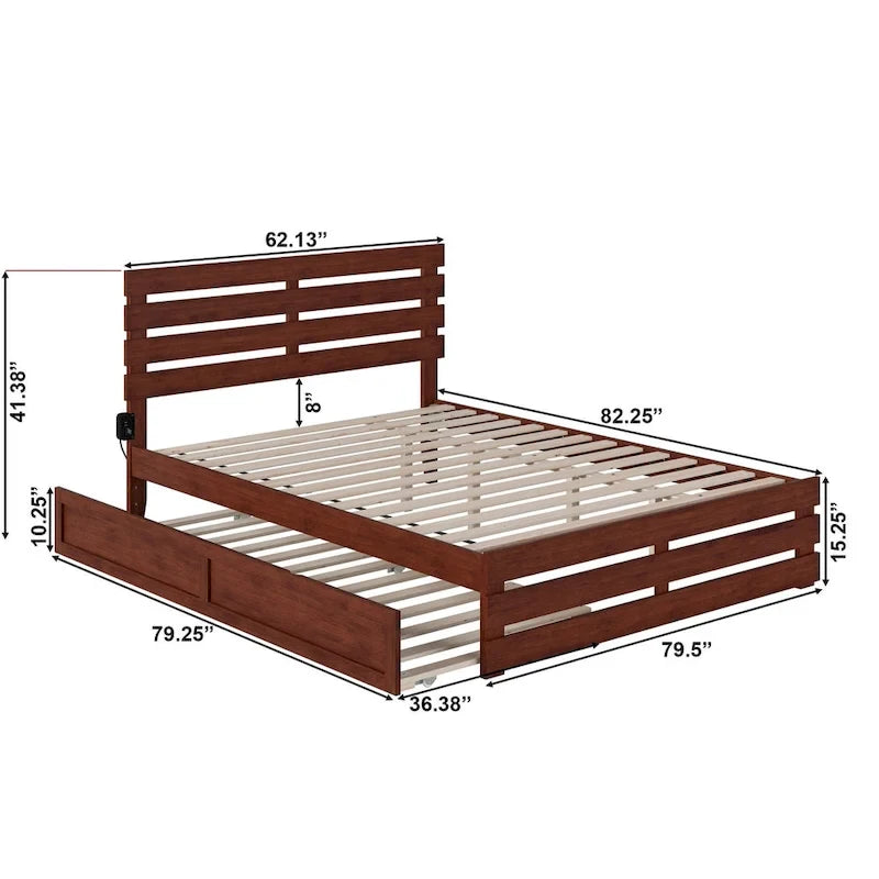 Oxford Bed with Footboard and USB Turbo Charger with Twin XL Trundle
