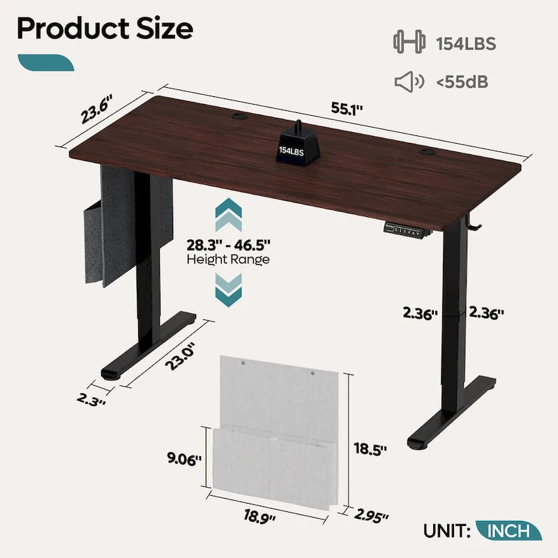 Standing Desk Electric Ergonomic Office Desk Computer Desk Height Adjustable Table with USB Port