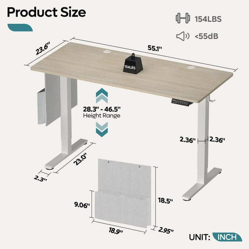 Standing Desk Electric Ergonomic Office Desk Computer Desk Height Adjustable Table with USB Port