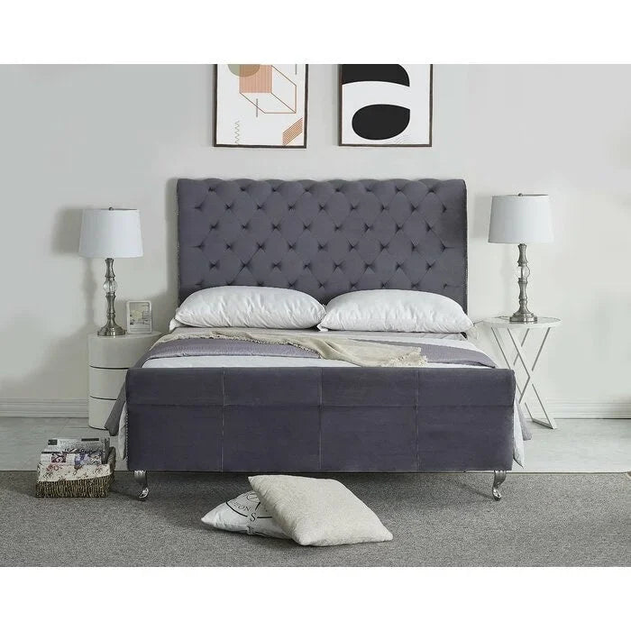 Collinsworth Tufted Low Profile Sleigh Bed