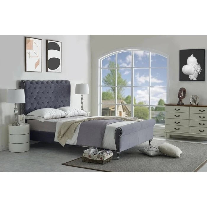 Collinsworth Tufted Low Profile Sleigh Bed