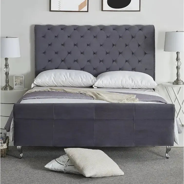 Collinsworth Tufted Low Profile Sleigh Bed