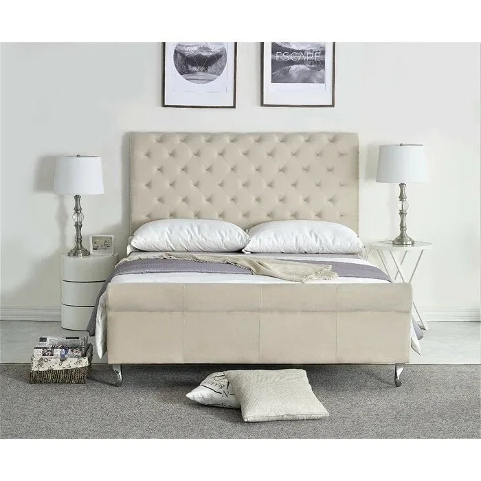 Collinsworth Tufted Low Profile Sleigh Bed