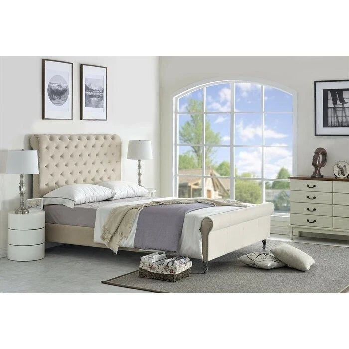 Collinsworth Tufted Low Profile Sleigh Bed
