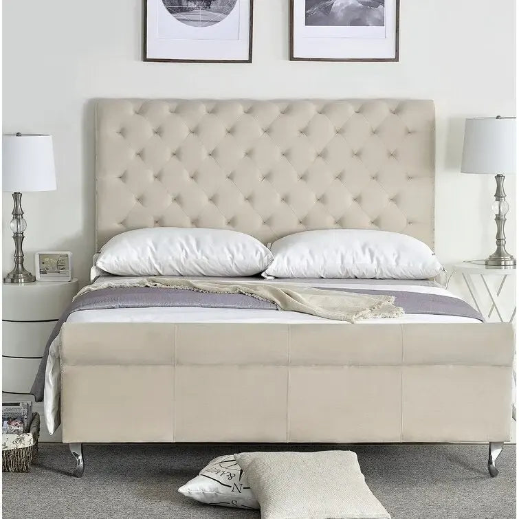 Collinsworth Tufted Low Profile Sleigh Bed