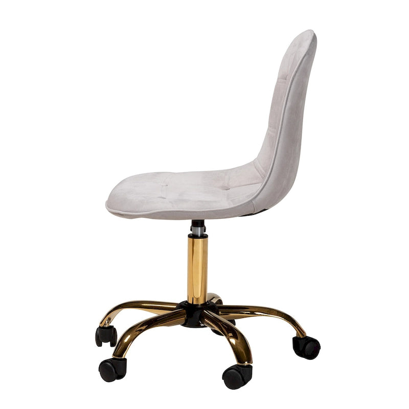 Kabira Contemporary Glam and Luxe Velvet Fabric and Gold Metal Swivel Office chair
