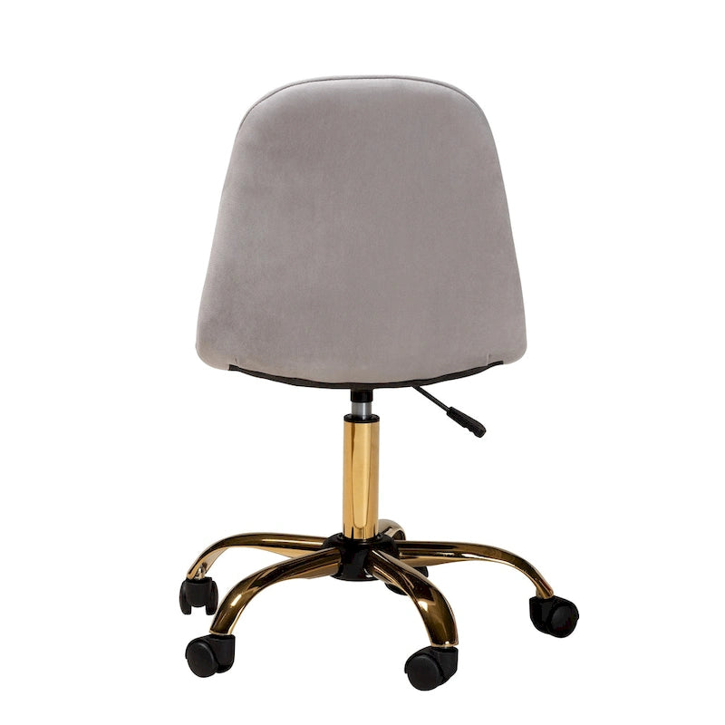 Kabira Contemporary Glam and Luxe Velvet Fabric and Gold Metal Swivel Office chair