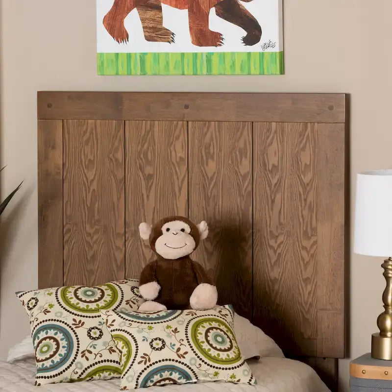 Patwin Transitional Ash Walnut Finished Wood Headboard