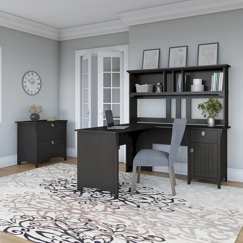 Salinas 60W L Shaped Desk with Hutch and Cabinet by Bush Furniture