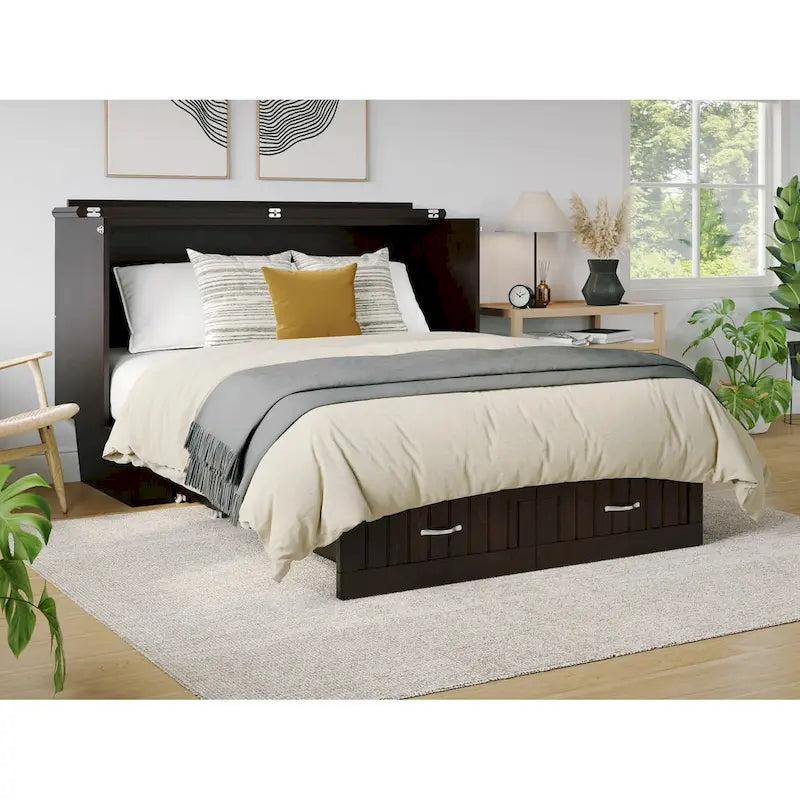 Sydney Queen Solid Wood Murphy Bed Chest with Mattress