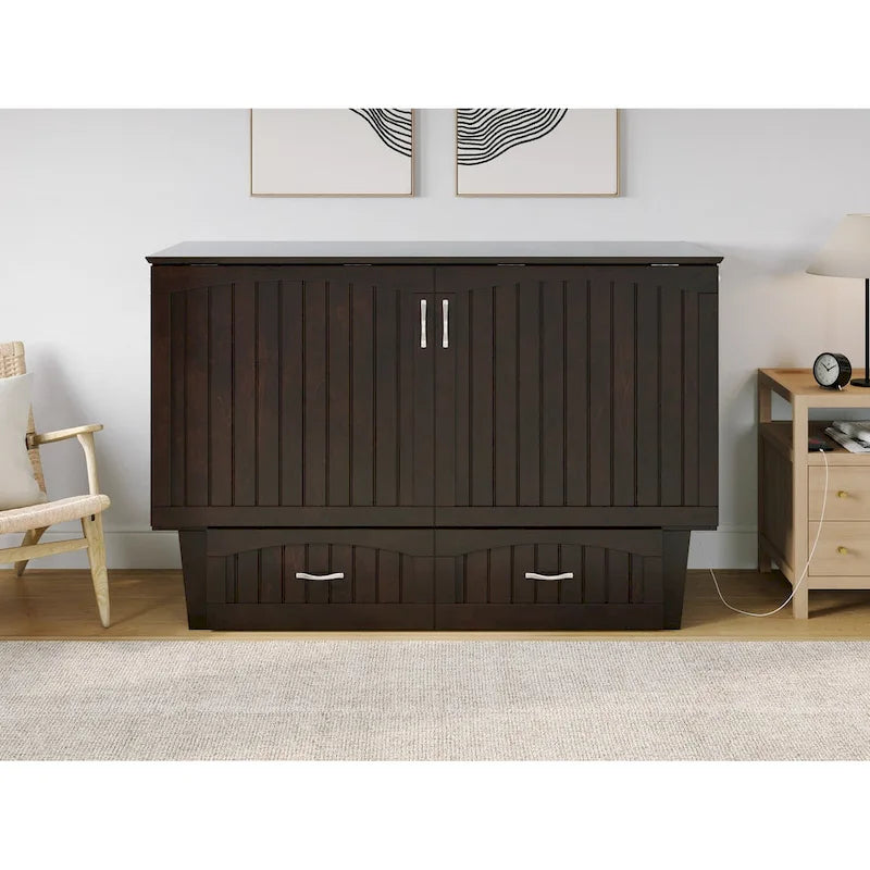 Sydney Queen Solid Wood Murphy Bed Chest with Mattress