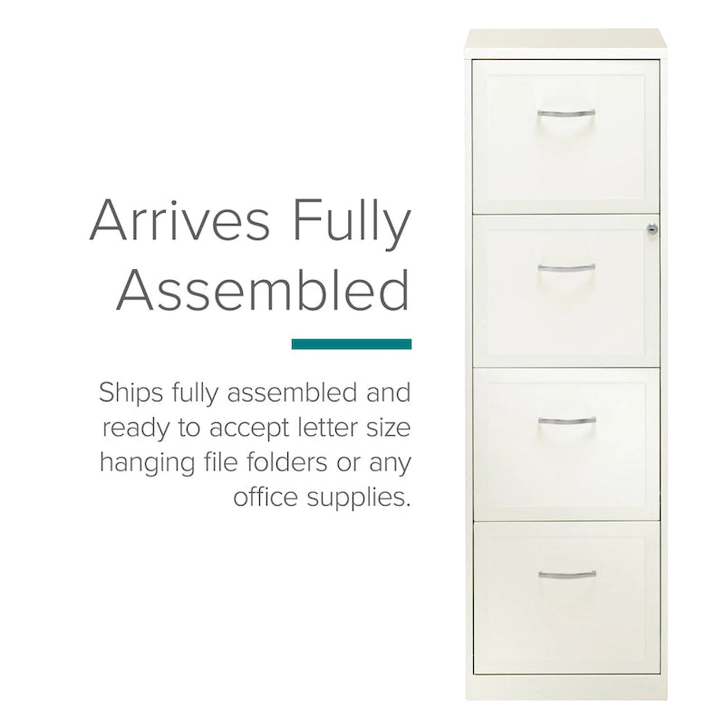 Space Solutions Pearl White 4 Drawer Metal Vertical File Cabinet