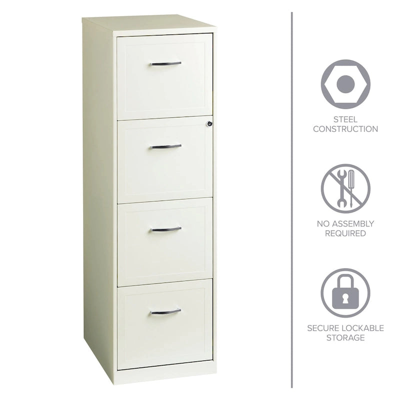Space Solutions Pearl White 4 Drawer Metal Vertical File Cabinet