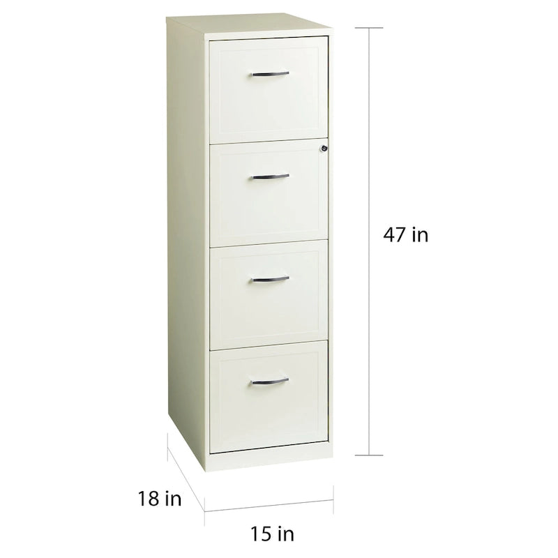 Space Solutions Pearl White 4 Drawer Metal Vertical File Cabinet